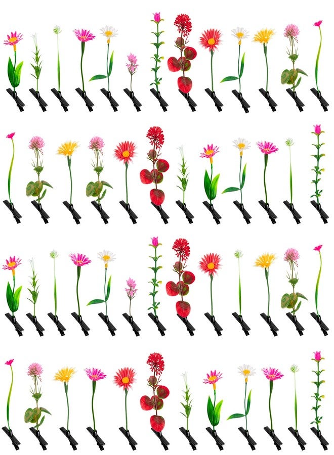 KFPPLXQ 50 Pcs Little Grass Sprout Clips Flower Hairpins for Women Girls Kids Party School - Image 1
